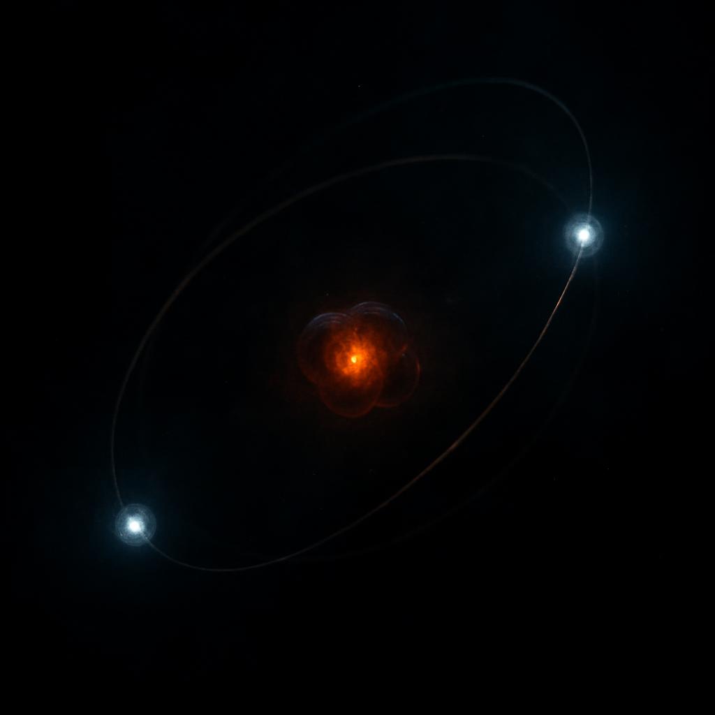 The image depicts the element of Neon, symbolized by Ne and encompassed within two orbital paths. The element is situated ...